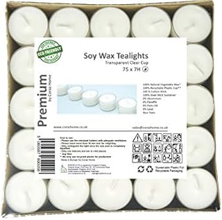 Premium Tealights Soy Wax Transparent Clear Cup Tea Lights White Wax Unscented Night Lights Candles Vegan Wax Non-Toxic