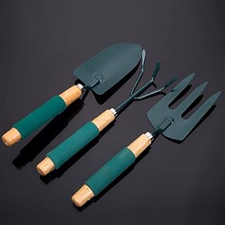 مجموعة أدوات البستنة بمقبض خشبي وحاد، أدوات البستنة بمقبض خشبي (مجموعة 3 قطعة) طقم جاروف 3 قطع مميز جدا أشكال مناسب لكل عمل الزراعية مصنوع من الحديد بيد خشب