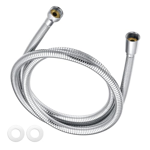 Stainless Steel Hand Held Shower Hose - 59 Inch Flexible and Durable with Brass Insert and Nut, Universal Shower Hose Replacement (Only hose)