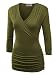 Lock and Love LL Womens 3/4 Sleeve Wrap Front Drape Top XXL Olive