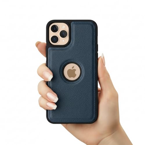 Image of Leather Case for Apple iPhone 12 Pro Max Premium Protective Stylish Slim Cover with Shockproof Raised Edges Blue