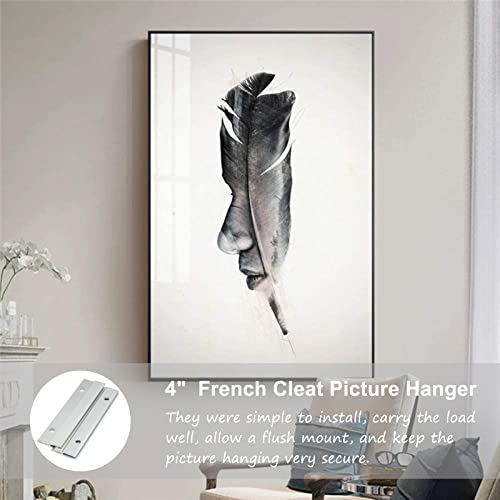 Image of French Cleat Picture Hanger, Aluminum Z Hanger Interlocking Wall Mounting Bracket Hardware Kit Z Clips for Hanging Wall Painting, Mirrors, Panels, Artwork, Cabinet, Whiteboard
