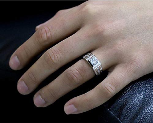 Metmejiao Couple Ring Bridal Set His Hers Women White Gold Filled CZ Men Stainless Steel Wedding Ring Band Set (Men)