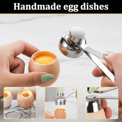 5-Piece Set Egg Cups (4 Pcs & 1 Egg Opener), Elegant Boiled Egg Holder for Breakfast and Brunch, Stackable Egg Cup Set for Home Cooks, Durable and Easy to Clean - Image 6