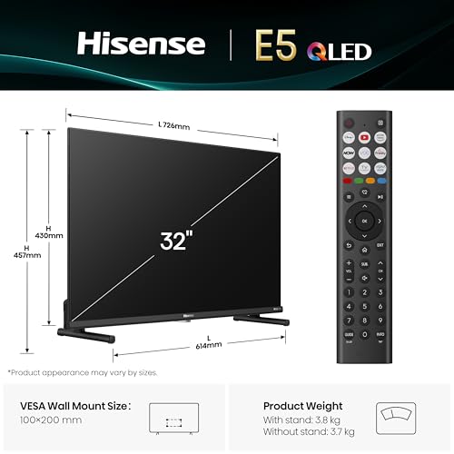 Hisense 32" 32E5QTUK QLED FHD Smart TV - Quantum Dot Colour, Full HD, Dolby Atmos, Sports Mode, Games Mode, Dual Position Stand with Freely, Disney +, YouTube, Netflix - Image 5