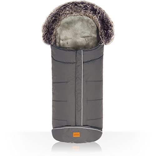 Winterfußsack Mavensi mit Einlage aus 100% Merino Lammfell extra warm mit Coral Fleece für Kinderwagen Buggy Jogger Fußsack
