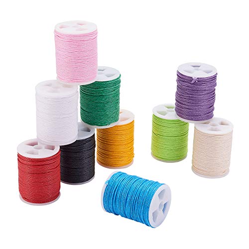 LiQunSweet 10-Colors 10m/roll 0.7mm Thickness Waxed Cotton Cord Thread Beading String for Friendship Bracelet Necklace Jewelry Making Crafting Beading Macrame