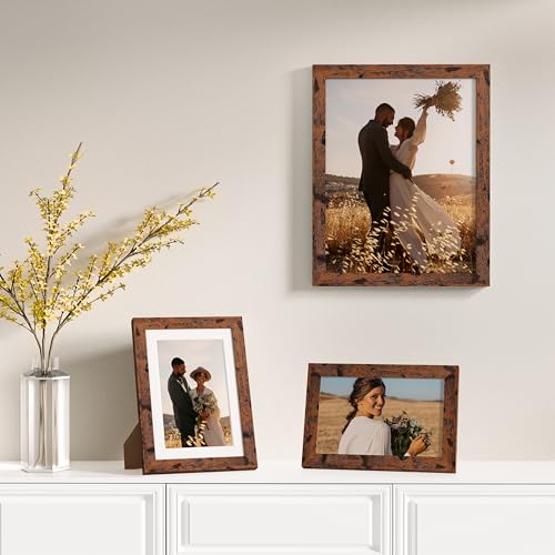 Image of Vittanly 12 Pack Picture Frames Collage Wall Decor for Mounting or Tabletop Display, Gallery Wall Frame Set for Family, Multi Sizes Including 4pcs 8x10, 4pcs 5x7, 4pcs 4x6, Rustic Brown