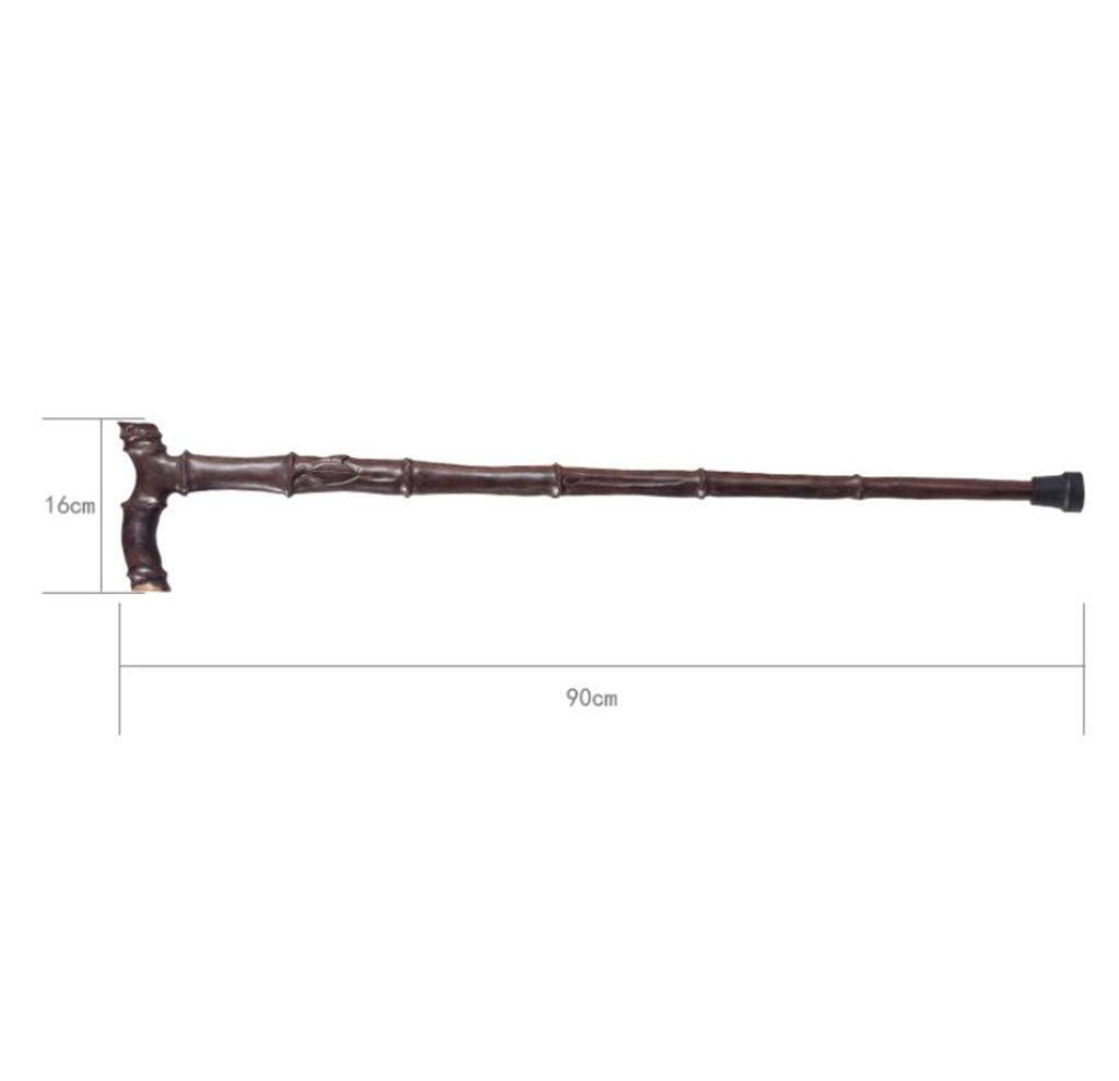 Muleta Bastón De Madera Roja Madera Maciza Ébano Tallado En Madera Bambú, Muleta De 90 Cm-11.19