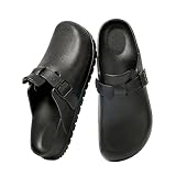 EitCaton Easy-Clean Nurse Work Clogs for Men Women | Non-Slip Moderate Arch Support Orthopedic Shoes | Lightweight Waterproof EVA Sandals for Garden(Black, 10 Women/8 Men, CHN41)