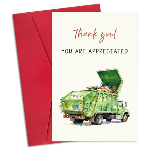 Ogeby Funny Christmas Thank You Card, Funny Garbage Truck Appreciation Card for Friend Family Employee, Christmas Holiday Cards Gift, You Are Appreciated