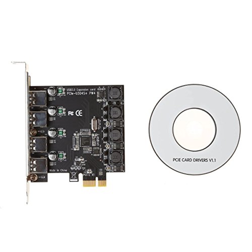 IDEAPRO Scheda di espansione PCIe a 4 Porte PCI-E a USB 3.0 PCI Express ad Alta velocità Fino a 5 Gbps, nessun connettore di Alimentazione supplementare per Desktop Windows XP/Vista/7/8/10 (4 Porte)