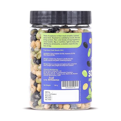 Image of Urban Platter Roasted Salted 3-in-1 Soybean, 150g (44% Protein, 17% Fiber, Lightly Salted Green Edamame, Black & White Soybeans, Highest Plant Protein Supersnack)
