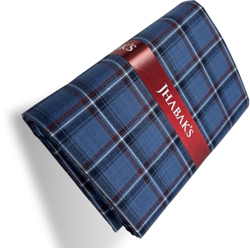 Image of JHABAK'S Cotton Blend Unstitched Checkered Fabric for Men - 2.35m Shirt Piece / 3m Kurta Piece - Width 36 Inches