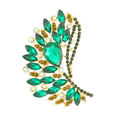 Image of Rhinestone Crystal Big Large Brooch Pin Jewerly Accessory Wing shape Gold Tone