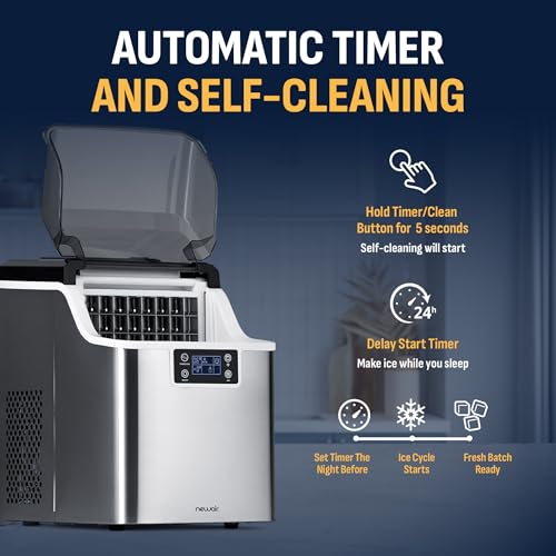 image for Newair Countertop Clear Ice Maker, 45lbs/Day Ice Cube Machine, Self-Cl