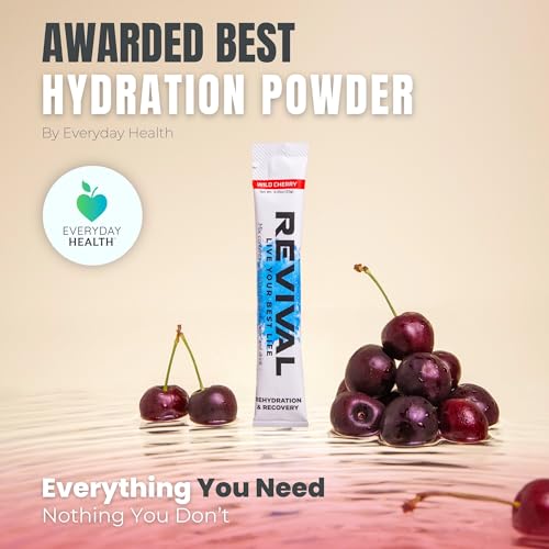 Revival Rapid Rehydration Sachets Electrolytes Powder High Strength Vitamin C, B1, B3, B5, B12 Supplement Sachet Energy Drink, Effervescent Electrolyte Hydration Tablets 6 Pack Cherry Flavours - Image 3