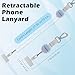 MoKo Anti-theft Phone Tether, Universal Phone Lanyard Retractable Steel Line Cellphone Strap with Locking Carabiner and Metal 360° Tether Tab for Outdoor Hiking Climbing Fishing, Transparent & Silver