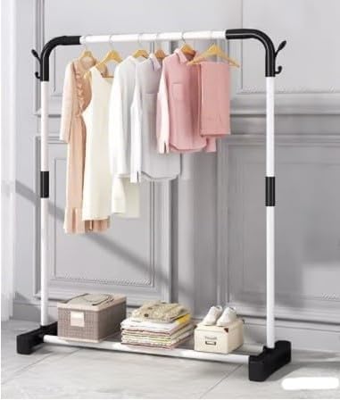 AQRA Heavy Duty Clothing Rail, Metal Clothes Rack, Adjustable Shelves