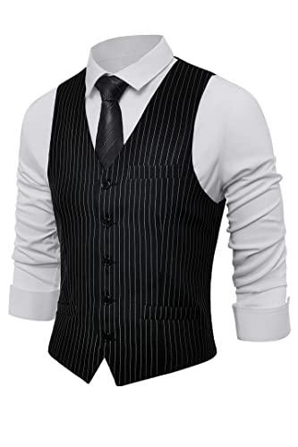BABEYOND Men's Formal Suit Vest Slim Fit Waistcoat Business Vest for Suit Tuxedo