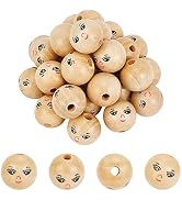 PH PandaHall 100 Holzperlen Mit Smiley-Gesichtern – 5 Stile, 15–18 Mm, Für Schmuck & DIY