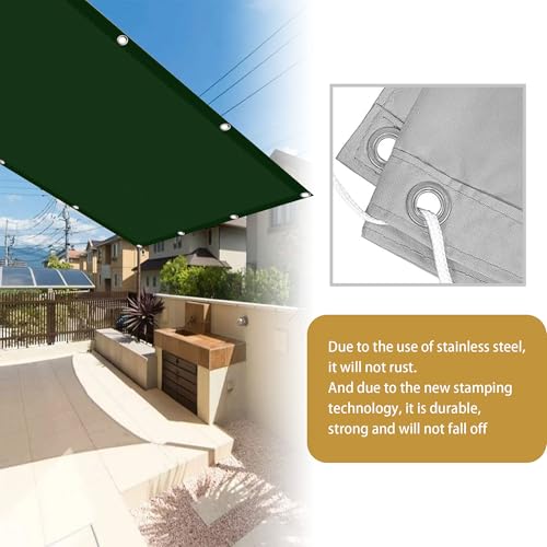 Toldo vela rectangular impermeable 0.8x2.5m verde oscuro con ojales 5