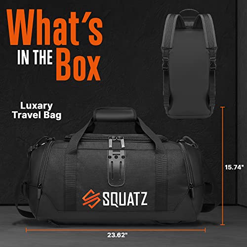 Squatz Travel Duffle Backpack - Convertible Foldable Gym Carry On Bag, Adjustable And Removable Shoulder Strap, Spacious Shoe Compartment And Multiple Pockets, Luxury Fashion Bag Travel, Gym, Vacation #TOP1