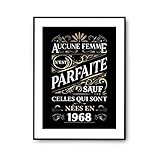 Planetee Affiche 1968 Femme Parfaite 57 ans| Poster Tableau Anniversaire Année de naissance Humour pour décoration murale qualité papier Premium A4