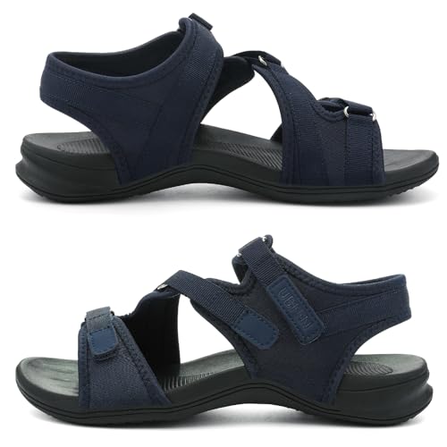 Image of UBFEN Womens Hiking Water Sport Sandals with Arch Support | 3 Adjustable Straps, Cushioned Footbed, Non-Slip, Comfortable Walking for Athletic Outdoor Summer Beach