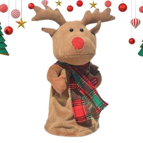 Renne musical électrique en peluche animée de Noël pour décoration festive de maison