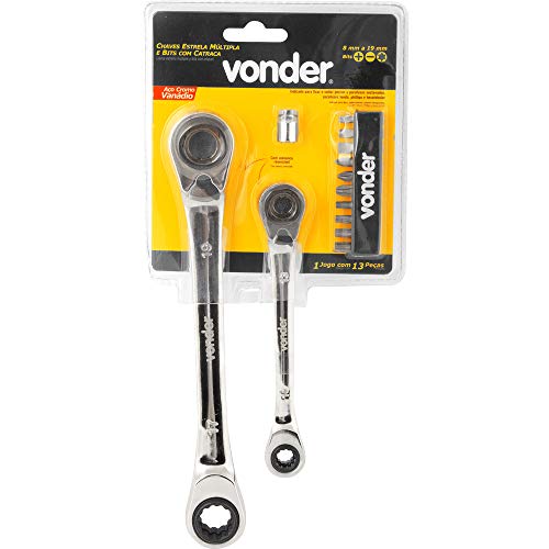 Jogo De Chave Estrela Múltipla E Bits, Com Catraca, Cromo Vanádio Vonder 8 Mm A 19 Mm