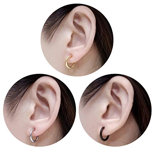 Image of Surgical Stainless Steel Hoop Earrings - Endless Small Hoop Earrings Set for Men Women, Hypoallergenic Tragus Earrings(8 /10 /12 /14mm)