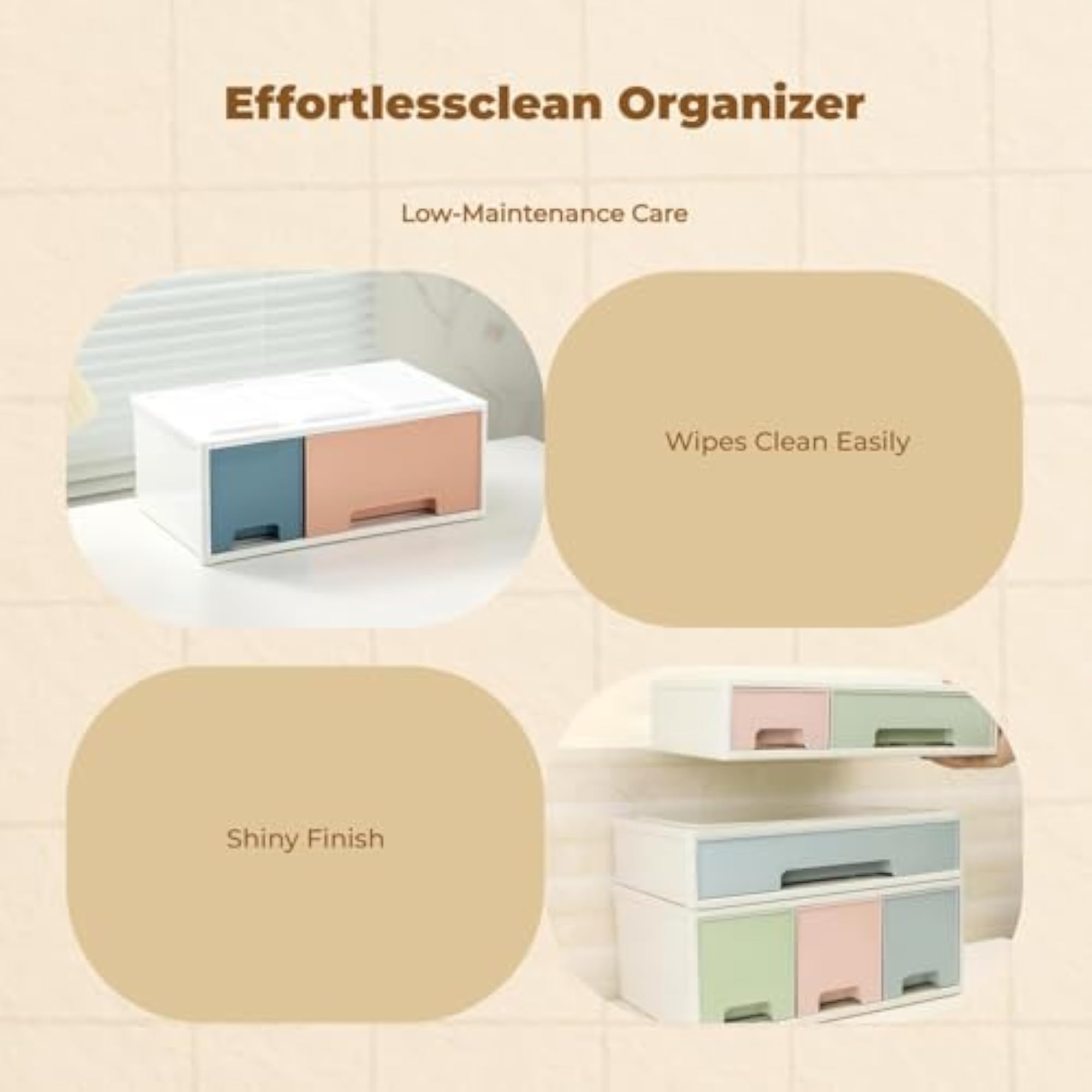 Makeup Organizer, Multi-Tier Drawer Storage Box, Desktop Cosmetic Organizer