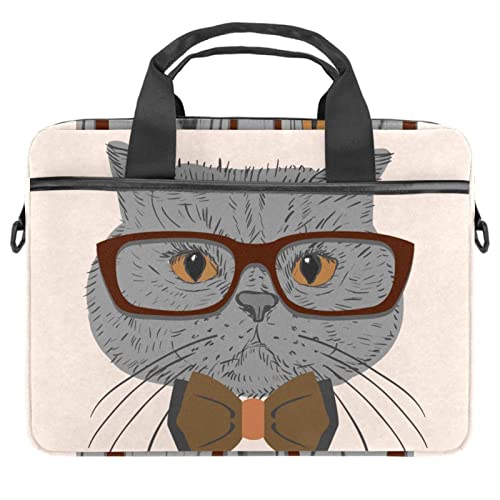 Sacoche ordinateur 13-14 pouces chat à lunettes mallette portable étanche
