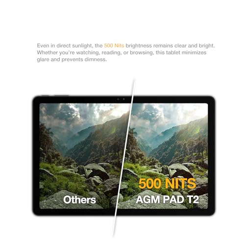 Image of AGM PAD T2 11 inch Android 14 Tablet, 500 Nits 1920 * 1200 FHD+ IPS Display, MTK G91, Widevine L1 & GMS Certified, (4+4) GB + 256GB, Stereo Speakers, 8000 mAh, GPS, OTG, BT5.0, 2.4G /5.0Ghz WiFi