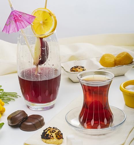 Arya Decor Tea Cup and Saucer Set, 4.2oz 125 ml, Glass, Glassware, Handmade, for 6 People) tea glass pa?abahçe Turkish tea sets