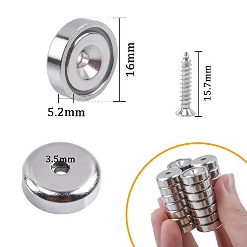 Neodymium Magnet With Holes, 18Lbs Pulling 0.63"(16Mm) Strong Magnets Round Heavy Duty With Screws, Ring Rare Earth Magnets Small With Countersunk Hole, For Hanging, Workplace, Kitchen, Pack Of 12 #TOP1