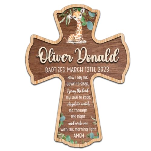 Image of Personalized Baptism Cross wood sign, Wooden sign Baptism gifts for Baby, Baptism Gift Girl /Boy, Christening Gifts Crosses for children, Baptized Cross Sign, Dedication Gift, Christening Gifts - A1
