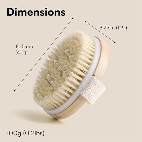 Image of Wooden Blood Circulation Bath Brush With Massager | Natural Bristles | Dry Brushing Removes Dead Skin, Treats Cellulite & Stimulates Blood Flow