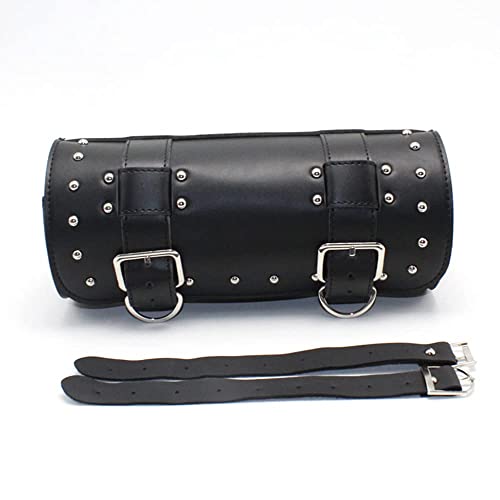 Sacoche de Selle de Moto, Motos en Cuir Rouleau, Sacoche Moto, Motos Sac Latéral Étanche, Sac à Outils de Moto en Cuir, Sacoche Outils Moto Ronde, pour Ranger Les Motos et Vélos (Noir)