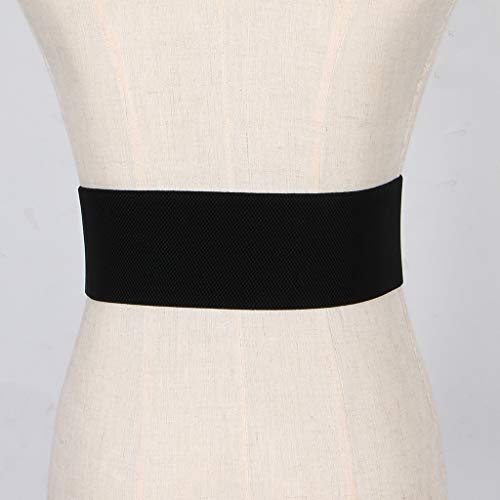 kowaku Cinto Elástico de Couro Cinto Largo Feminino Alfinetes com Fivela Elástica Cintura Decoração