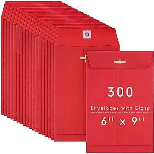 300 Pcs 6 x 9 Manilla Envelopes Clasp Envelope Kraft