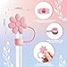 ANLABESY Compatible with Stanley Cup Accessories, 3PCS Hot Pink Straw Toppers for Stanley Cup Straw Cover Cap, 2PCS Cute Letter for 30&40 Oz Tumbler with Handle(E)
