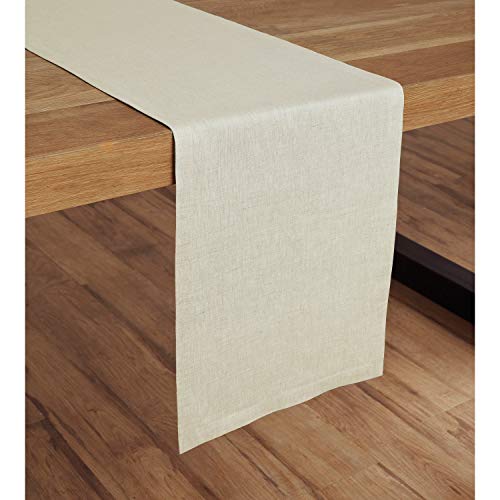 Solino Home Medium Weight Linen Table Runner - 100% Pure Linen Natural Fabric, European Flax Table Runner - 14 x 72 Inch, Light Natural
