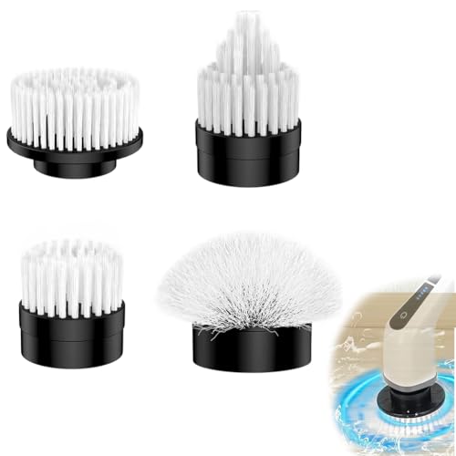 Image of Supvox Electric Spin Scrubber 4Pcs Replacement Scrub Brush Heads | Electric Cleaning Brush Attachments | Flat Round /Dome /Cone Electric Spin Scrubber Attachments Universal Rotary Scrub Head