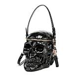 CerfoParlen Skull Purse for Women Horror Goth Crossbody Bag Halloween Gothic Purses (black)
