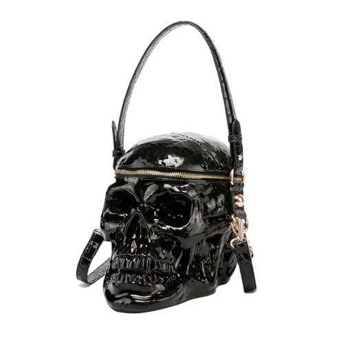 Skull Purse for Women Horror Goth Crossbody Bag Waterproof Halloween Gothic Purses (black)