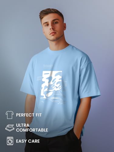 Image of NOBERO Men's Cotton Graphic Print Oversized Fit T-Shirt