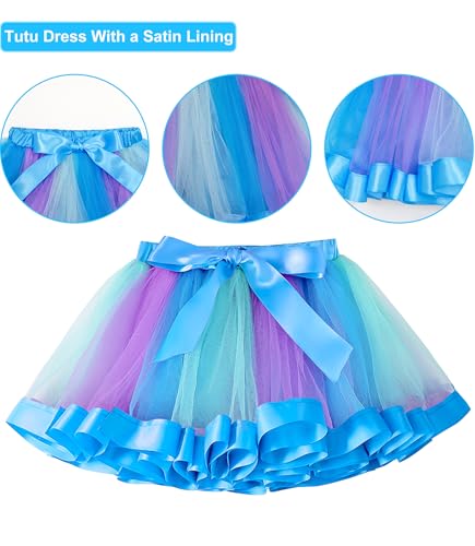 Vestido tutu arcoíris para niñas con disfraz Poppy miniatura 5