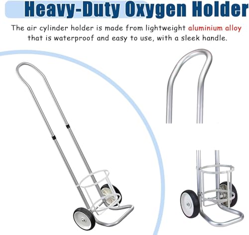 Stojak na butle gazowe Stojak na butle tlenowe, Wózek na butle gazowe, Uchwyt na zbiornik cylindra Aluminiowy Wózek Dolly do Zbiornika Tlenu, Lekki Uchwyt Na Butlę Gazową (Średnica: 146mm)